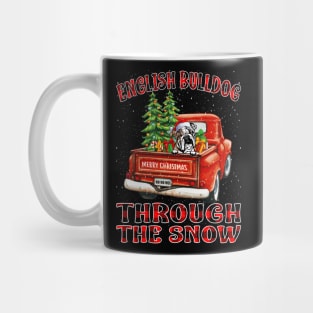 Christmas English Bulldog Through The Snow Dog Santa Truck Tree Mug